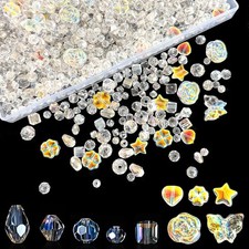 1000PCS Glass Beads for Jewelry Making, 4/6/8/10mm Assorted Crystal Faceted B...