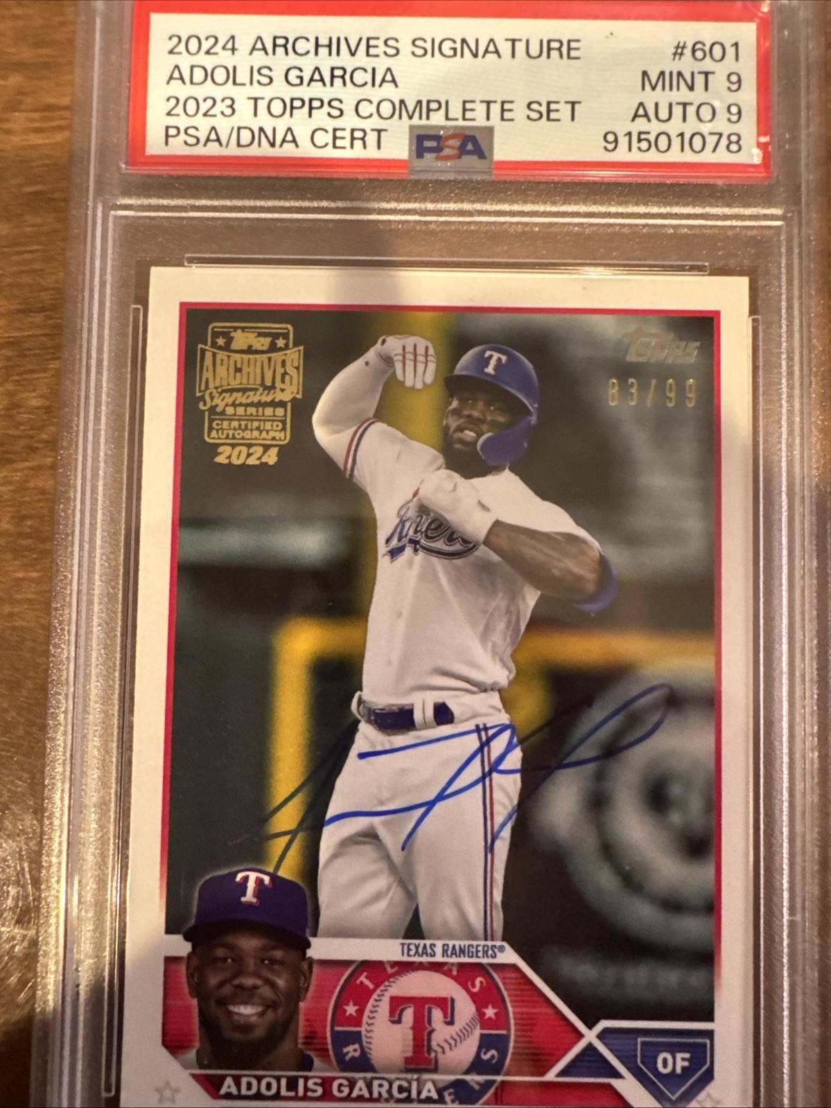 2024 Archives Signature - Adolis Garcia /99 PSA 9 Auto 9