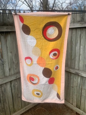 **1960 s Vtg. Emilio Pucci Cotton Bath Towel Geometric Pattern **