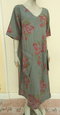 Made in Italy - Womens Linen Midi Shift Dress Grey Mix Floral - Oversized 18/20