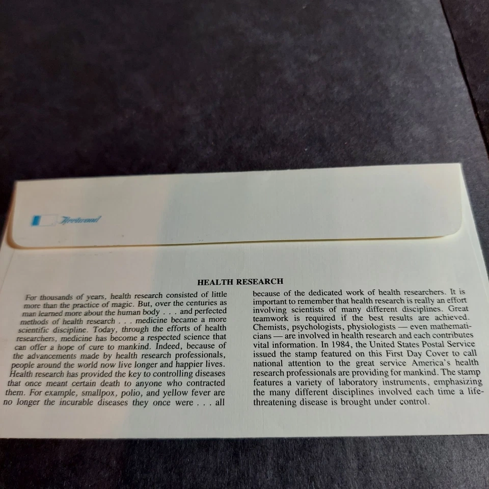 Health Research 20c Stamp First Day Ceremony Program Sc#2087 CP0114 Chemistry - Image 2 of 2