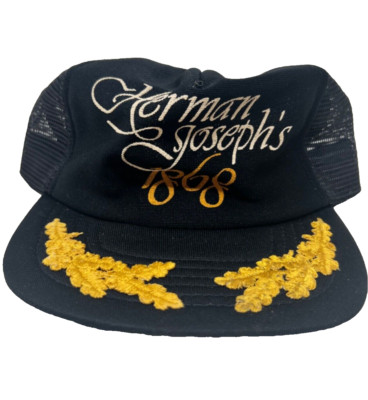 Herman Joseph's 1868 Premium Beer Script Hat Vintage Black Snapback Trucker Cap
