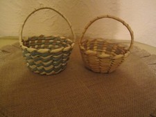 Vintage 2 Easter Basket Wicker Bamboo Splint mini small 3.6 " X 2" Deep