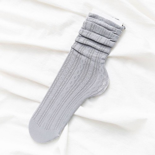 Soft Cute Long Socks - Solid Hollow Out Mesh Thin Sock Women Fashion Accessories - Picture 14 of 24