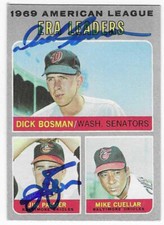 DICK BOSMAN & JIM PALMER 10970 TOPPS AUTOGRAPHED SIGNED # 68 SENATORS ORIOLES