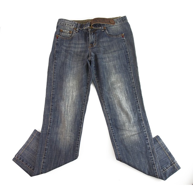 Sieben 7 Blau Jeans Denim Gewaschen Hose W Leder Einzelheiten Kristalle Sz 30 Ebay