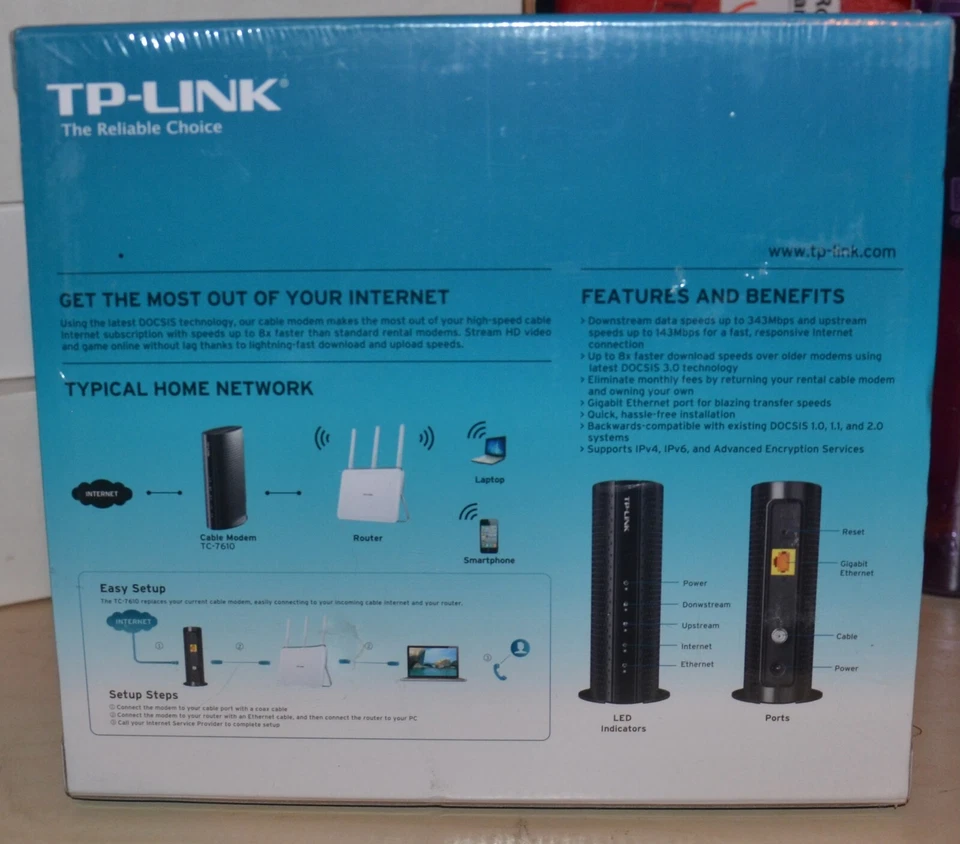 TPLink TP-Link TC7610 DOCSIS 3.0 Cable Modem new - Image 2 of 4