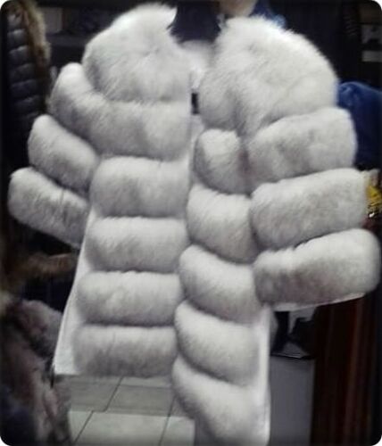 100% Luxus Echt Pelz Fuchs Fell Mantel Luxus Coat Moderne FellJacke - Bild 2 von 3