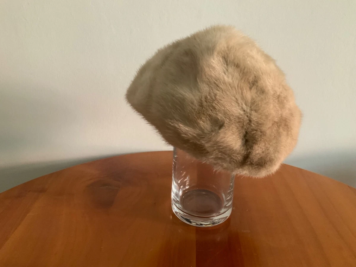 Vintage weiche Pelz Kappe Mütze Hut beige / hellbraun " Edel-Pelz"