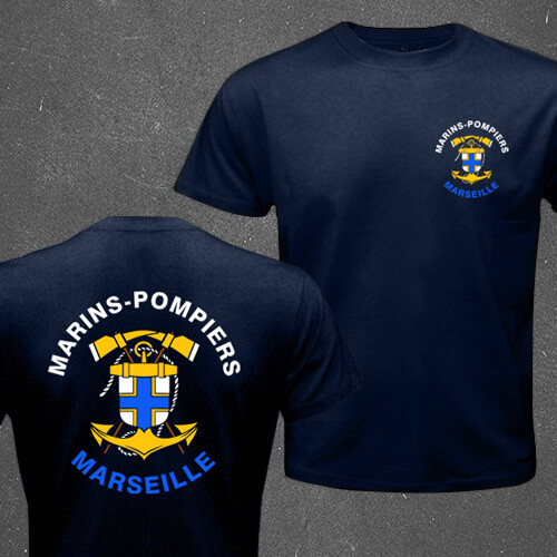 T-Shirt Französische Marine Marines Feuerwehr Marseille Marine Feuerwehrbataillon - Bild 15 von 21
