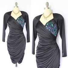 Платье Vtg 80's Abby Kent peacock