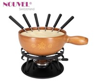 KäSefondue-Set 6 Pers. Nouvel Swiss 9-Teilig Edelweiss Braun 22 Cm / 2,2 L
