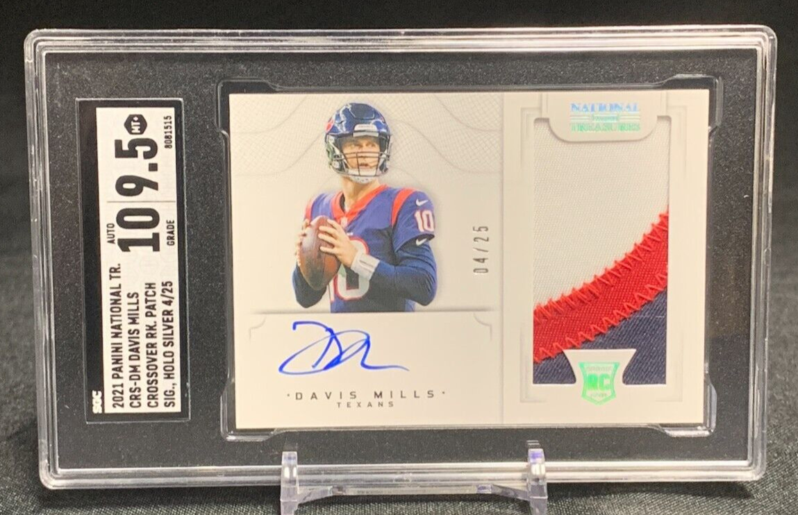 Davis Mills Panini National Treasures Crossover Rookie Patch Autographs #DM Holo Silver