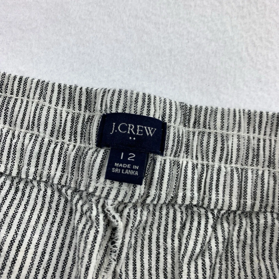 Pantalones con cordón J.Crew a rayas mezcla de lino y algodón talla 12 para mujer gris blanco L Foto 3 de 4