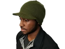Army Green Rasta Skull Beanies Hat Winter Billed Jamaica Skull Knit Cap Kufi 