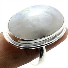 Moonstone Gemstone Handmade 925 Sterling Silver Jewelry Ring Size 8 US 