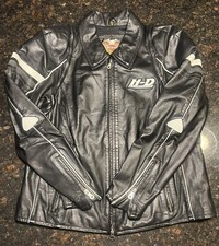 Vintage 04&rsquo; Harley Davidson Women&rsquo;s Black/White Leather Motorcycle Jacket/XL
