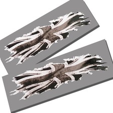 British union flag jack torn style Motorcycle  graphics stickers decals x2 GREY
