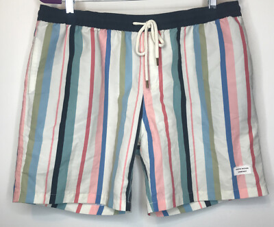 Duvin Design Mens Swim Trunks Short Unlined Drawsting Striped Mesh