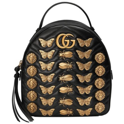 GUCCI レザーバッグ Gucci WDB! 'Queen Margaret' Jeweled Bee Leather Top Handle Bag