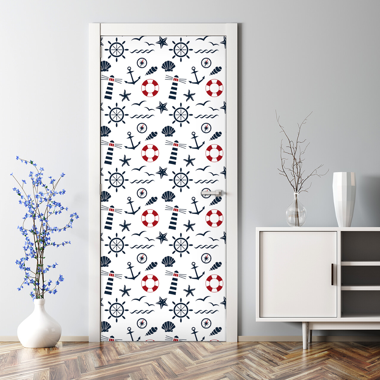Bubble-Free Marine Anchors Door Sticker Minimalist Nautical Decor