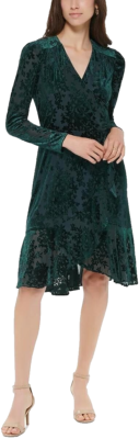 tommy hilfiger green velvet dress NWT TOMMY HILFIGER Green Sleeveless Ruffled Hem Burnout Velvet Dress 6/8/10/12