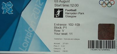 Eintrittskarte Olympia 3.8.2012 Fussball Women's Schweden - Frankreich