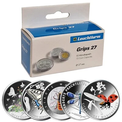 LEUCHTTURM CAPS Leuchtturm Münzkapseln für 5 Euro Münze Deutschland 2023 Siebenpunkt Marienkäfer