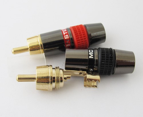 2 pz Monster Placcato Oro Ottone RCA Maschio Spina Saldatura 8 mm Connettore Amplificatore Cavo - Foto 4 di 4