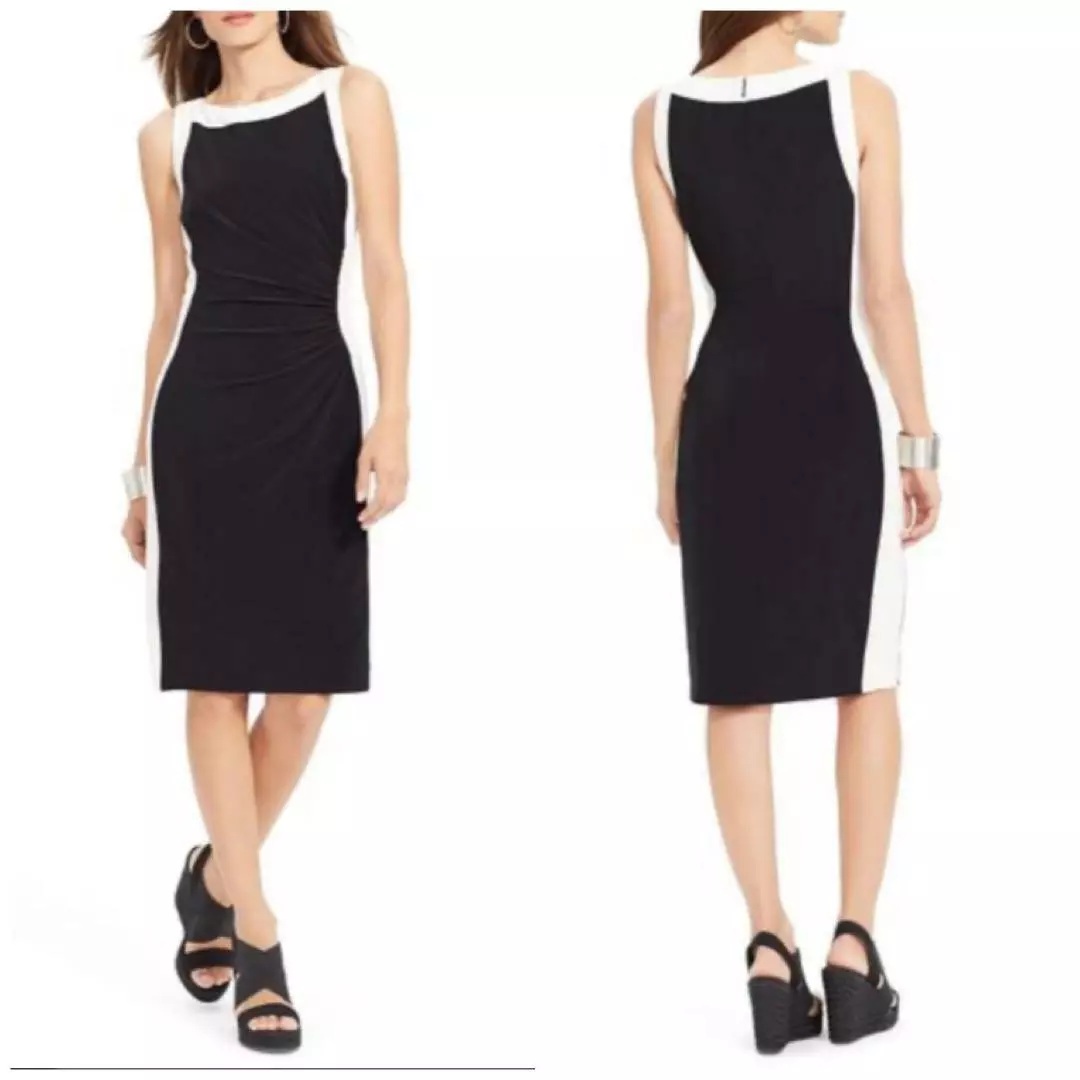 Cocktail Dress, Black and White Color Block Dress