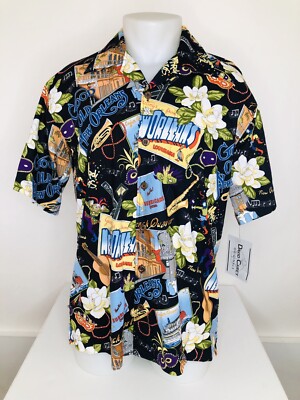 DAVID CAREY ORIGINALS - NEW w TAG - NEW ORLEANS / MARDI GRAS Aloha Md. Shirt