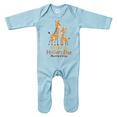 Giraffe 1st Mothers Day Personalised Rompersuit Romper Suit Baby Custom Cute