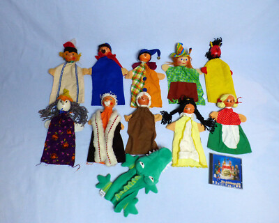 Handpuppen Holzkopf 10 Kasperpuppen Sammlung mit Kersa Hexe Lilo  + 1 Krokodil