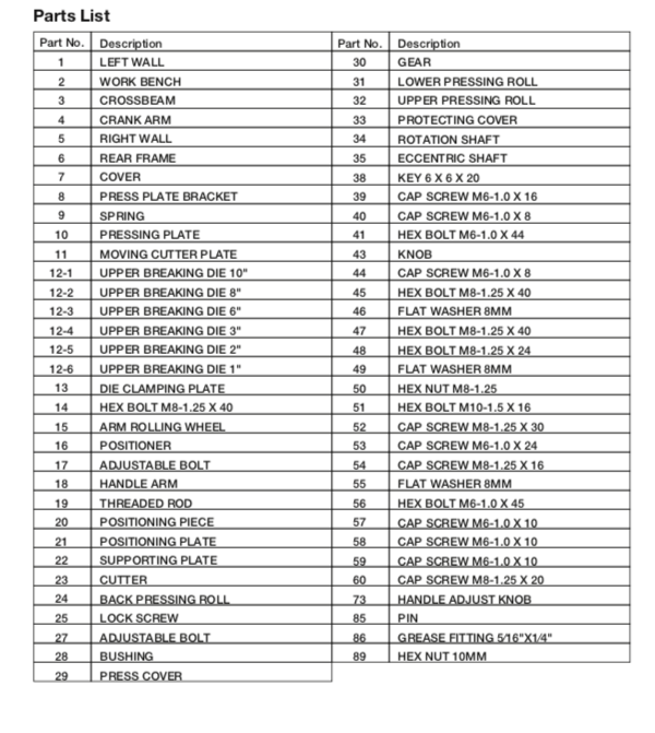 Die Clamping plate from 30in 3In1 Combination Sheet Metal Machine