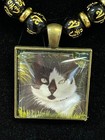 smudge on nose necklace lovefish Bb black & white cat with black