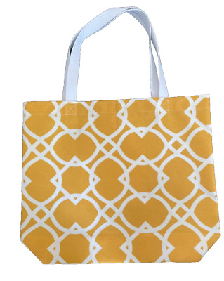 Yellow/White Geometric Open Top, Grocery, Market, Everything Bag Inner Pocket