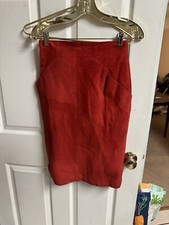 Vnt 100 Suede Leather Mini Skirt Red Boho 90  s 80  s Small 6 Maxima 26x24 Deco