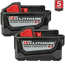 2 PACK 8.0 AH For Milwaukee for M18 Lithium Extended Capacity 48-11-1860 Battery