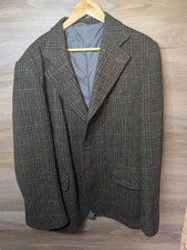 Vintage Dunn Co Harris Tweed Jacket 38R Wool Blazer Country Check