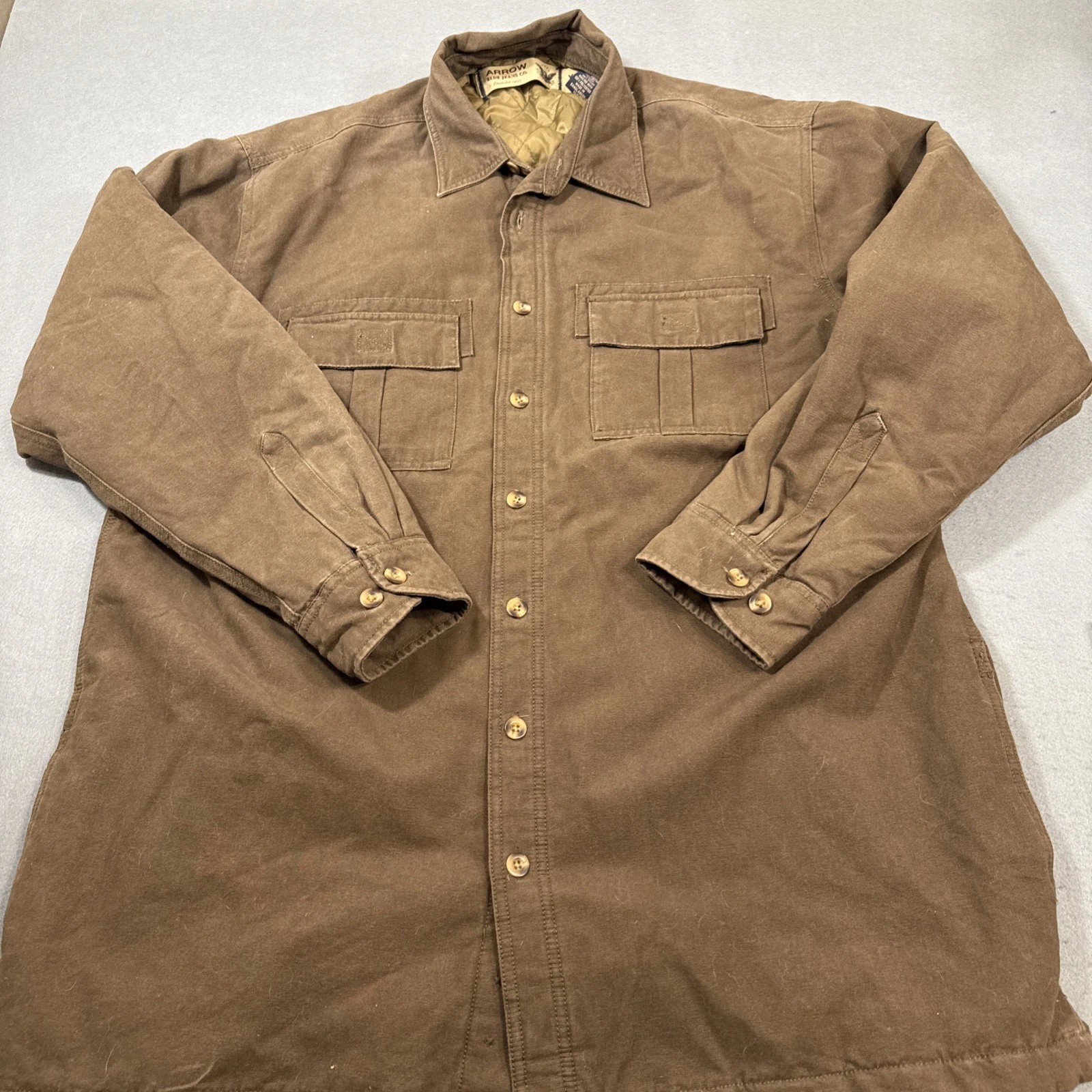 JACKET SHIRT SHACKET MENS XLT Utility Canvas Field QUILTED INSULATED Brown
