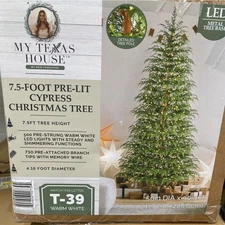 My Texas House 2025 7.5ft Cypress Pre-Lit Artificial Christmas Tree ( 500 LED) 