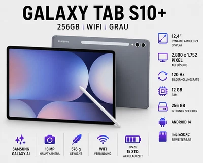 Samsung Galaxy Tab S10+ Plus Gray Android 256GB Wifi - Bild 1 von 2