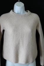 Jenni Kayne S XS Light Tan Fisherman 100 % Cashmere Sweater