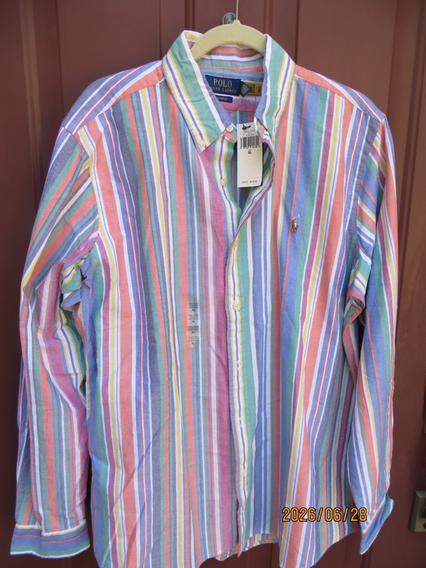 Polo Ralph Lauren Mens XL 100% Cotton Striped Oxford Multi NWT 