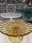Vintage Amber Anchor Hocking Fairfield Glass Pedestal Cake Plate Stand
