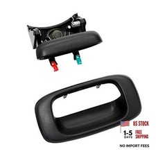Tailgate Handle Latch and Bezel Trim with Rod Clips for 1999-2007 Black