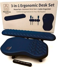 3-in-1 Ergonomic Mouse Pad Set with Keyboard Wrist Rest Support & Cable Organize