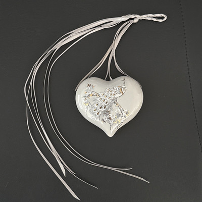 Hand-Painted Peacock Heart Ceramic Hanging Scent Diffuser Ornament Skupinski