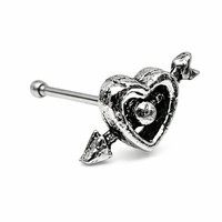 Amor Pfeil Nasenstecker Liebe Herz 925 Sterling Silber Kugelende KöRperschmuck