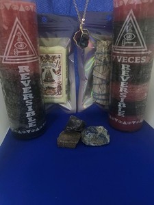 Wicca & Paganism Reversible Ritual Candle Lot + Sage Smudge Stick, FL Soap